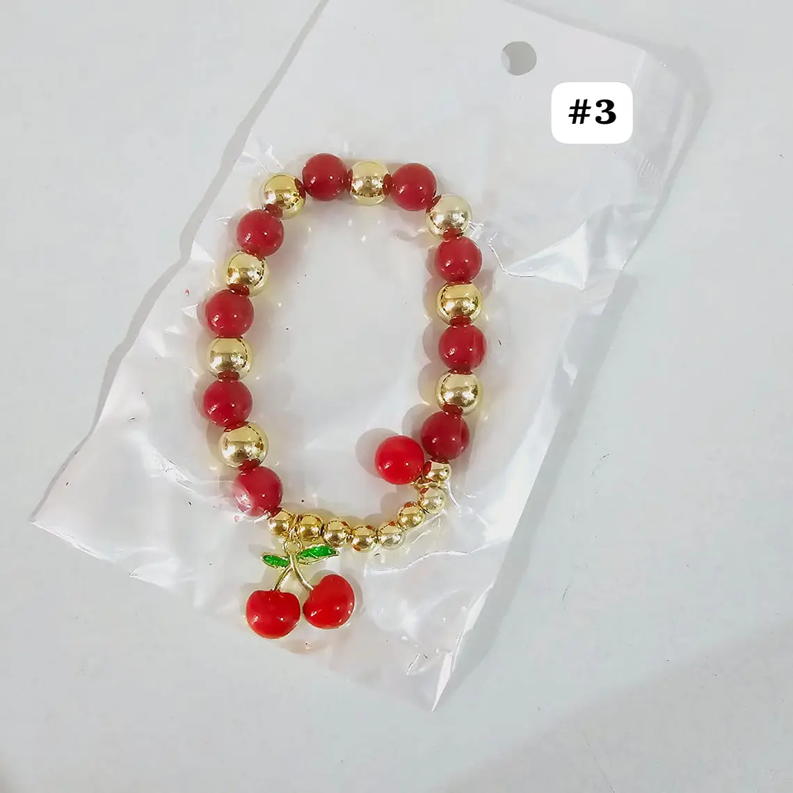 PULSERAS DE ORO LAMINADO DISEÑO FRESA Y CEREZA 🍒 🍓 6