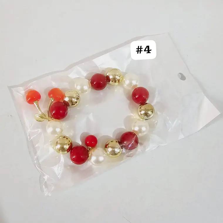 PULSERAS DE ORO LAMINADO DISEÑO FRESA Y CEREZA 🍒 🍓 7