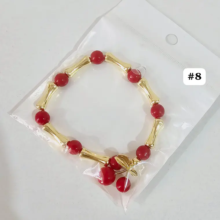 PULSERAS DE ORO LAMINADO DISEÑO FRESA Y CEREZA 🍒 🍓 11