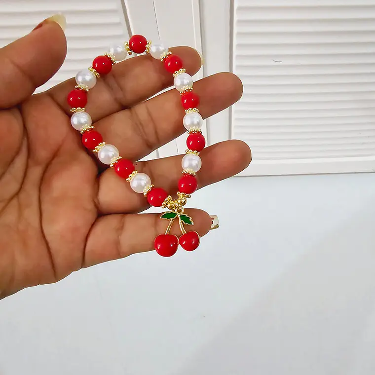 PULSERAS DE ORO LAMINADO DISEÑO FRESA Y CEREZA 🍒 🍓 15