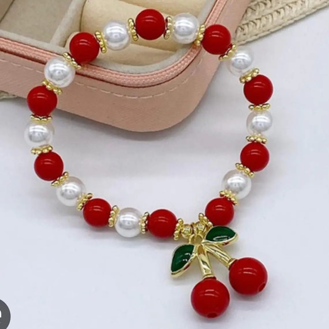 PULSERAS DE ORO LAMINADO DISEÑO FRESA Y CEREZA 🍒 🍓 3