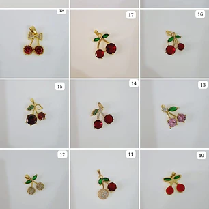 DIJES DE ORO LAMINADO DISEÑO FRESAS Y CERRZAS🍒🍓