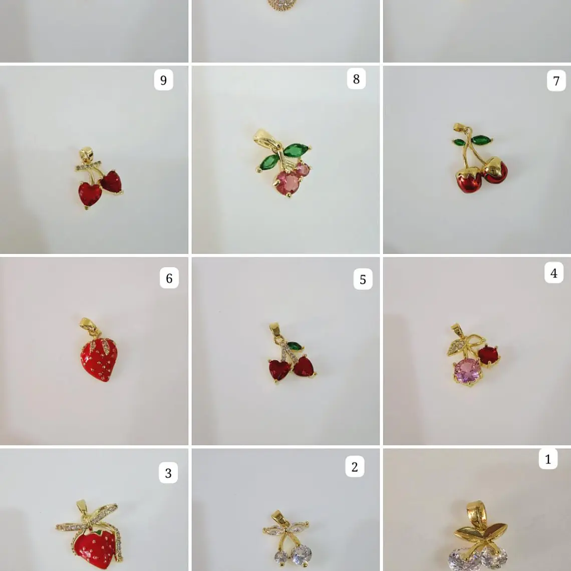 DIJES DE ORO LAMINADO DISEÑO FRESAS Y CERRZAS🍒🍓 2