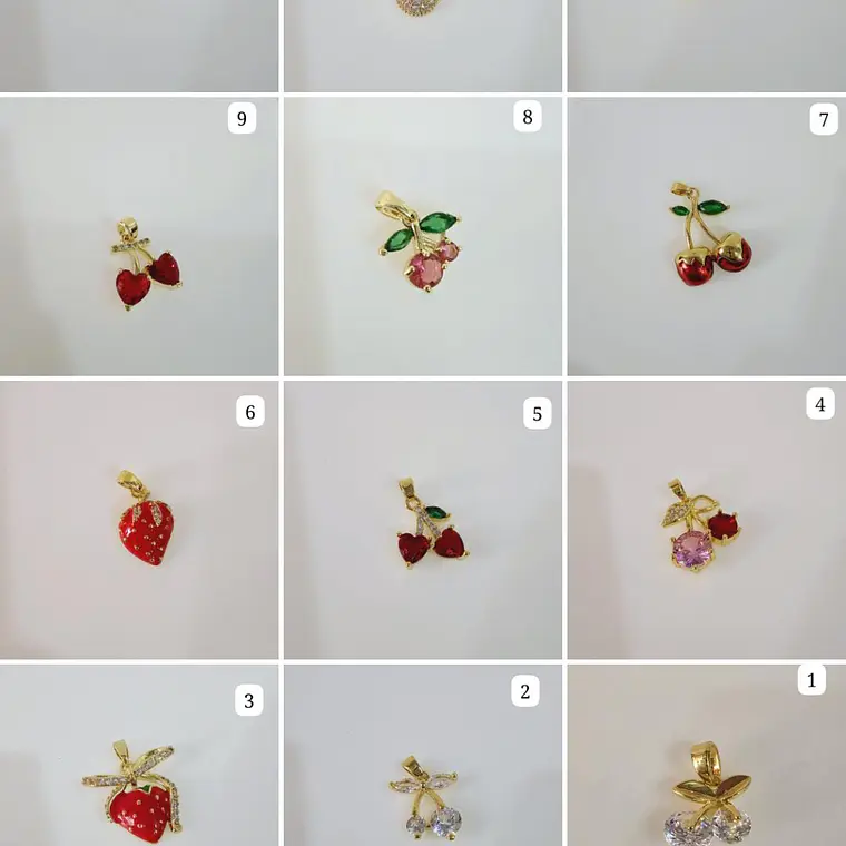 DIJES DE ORO LAMINADO DISEÑO FRESAS Y CERRZAS🍒🍓 2