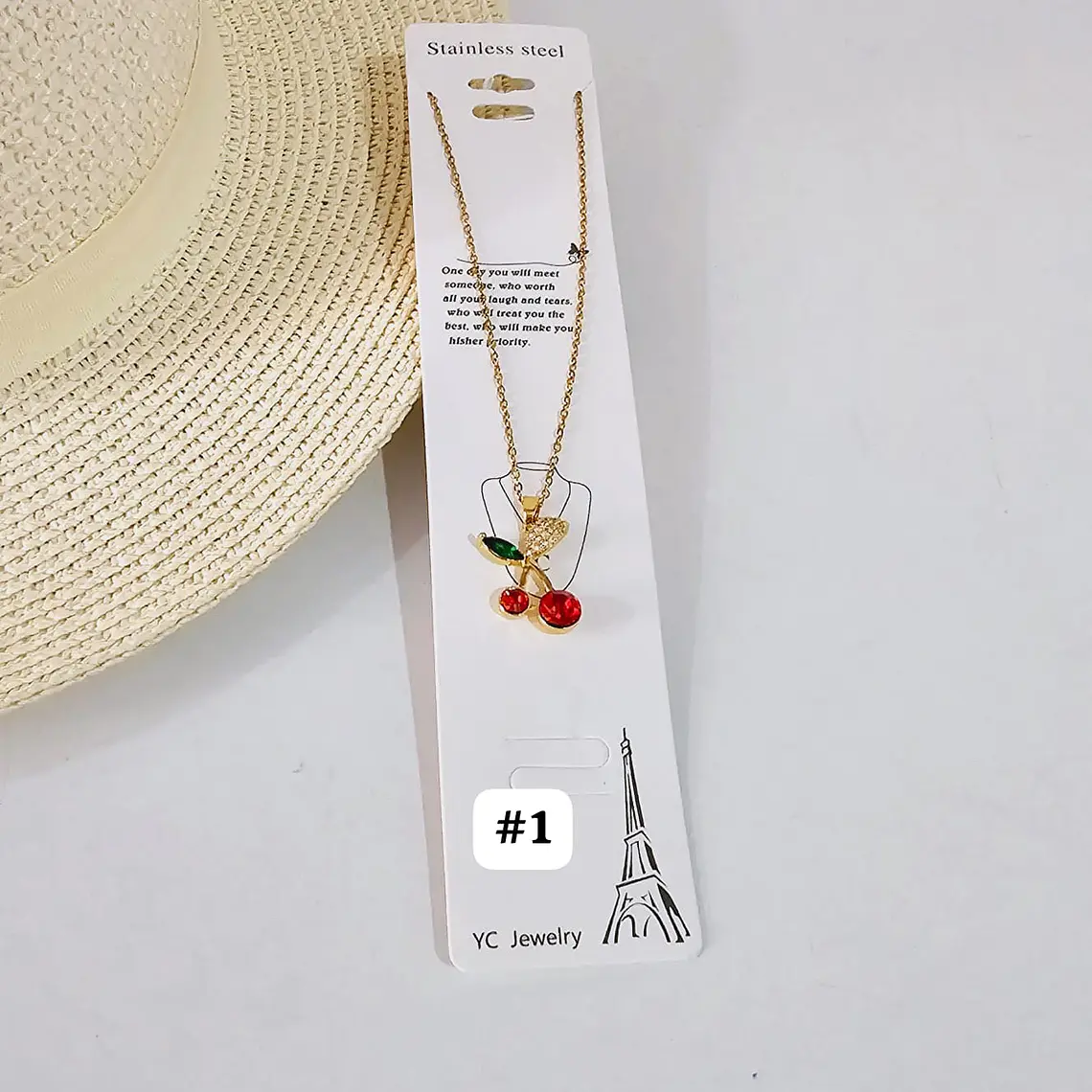 CADENITA CON DIJE DE ORO LAMINADO DISEÑO FRESA/🍒 2