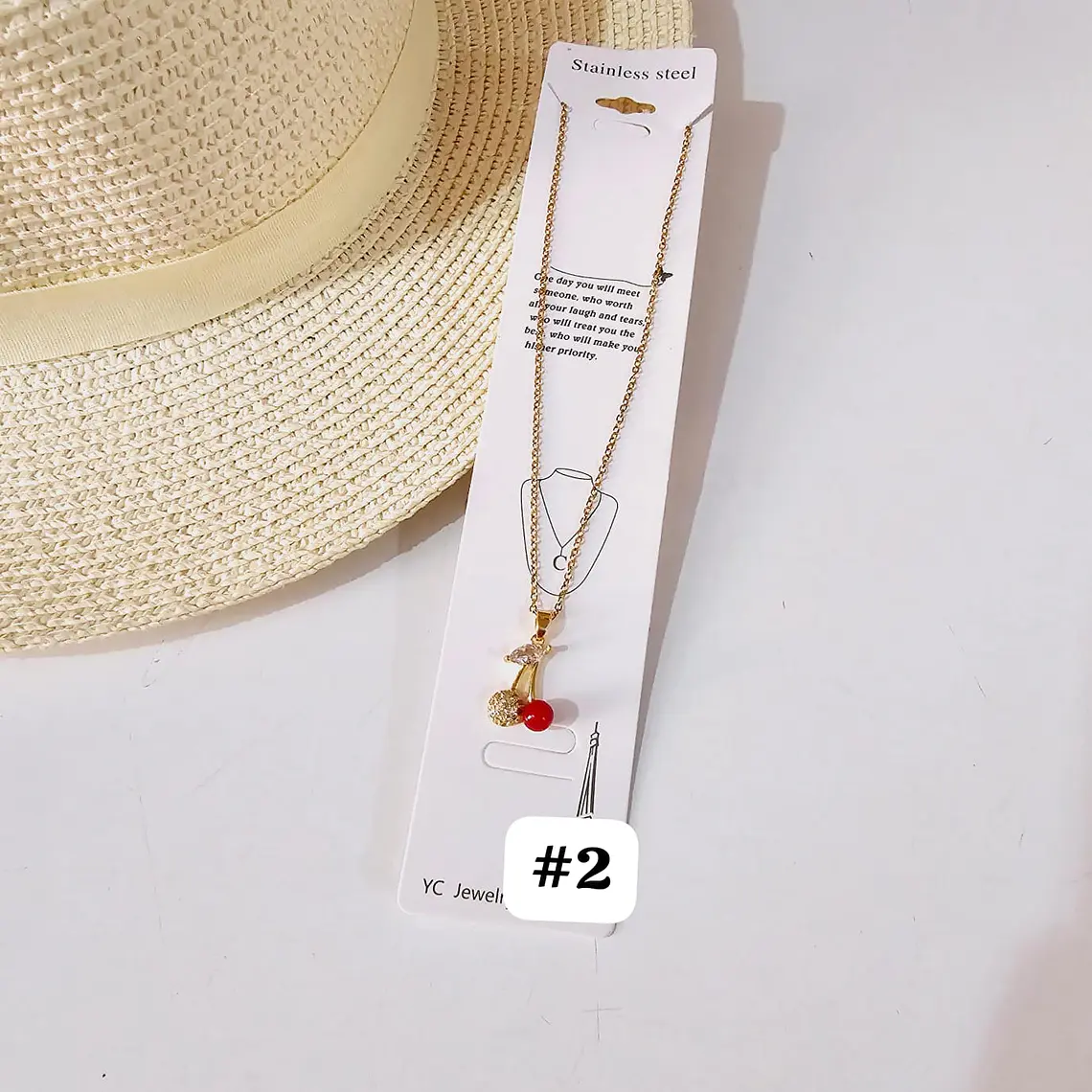 CADENITA CON DIJE DE ORO LAMINADO DISEÑO FRESA/🍒 3