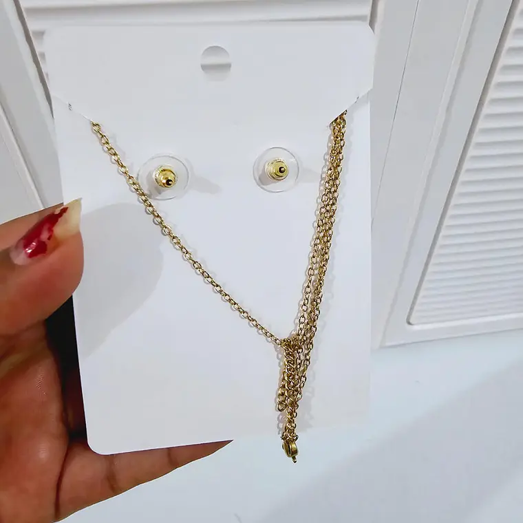 JUEGO DE CADENA CON ARETES🍓 8