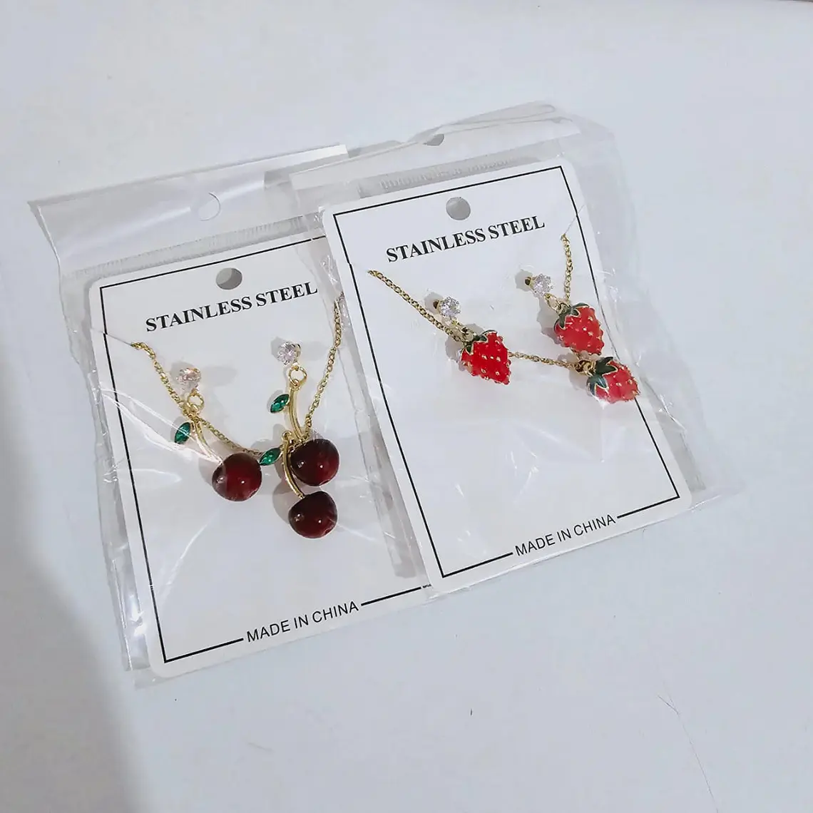 JUEGO DE CADENA CON ARETES🍓 5