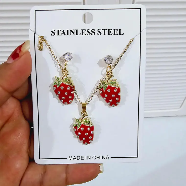 JUEGO DE CADENA CON ARETES🍓 7