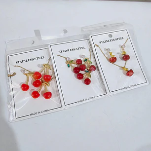 JUEGO DE CADENA CON ARETES🍓