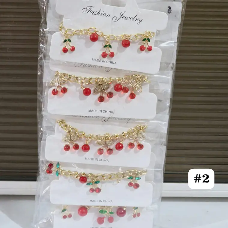 PULSERA DE ORO LAMINADO DISEÑO FRESA/CEREZA😍 6