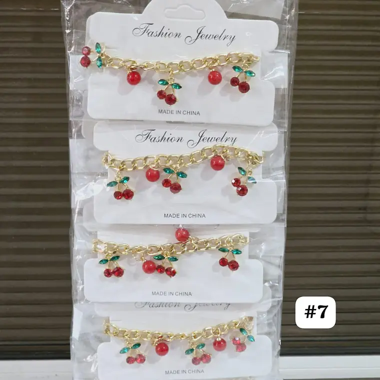 PULSERA DE ORO LAMINADO DISEÑO FRESA/CEREZA😍 11