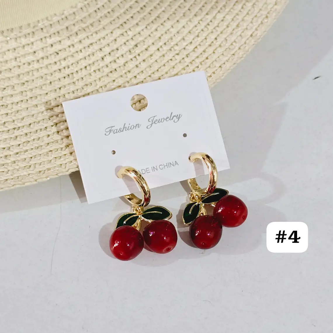 ARETES LARGOS DE ORO LAMINADO DISEÑO CEREZAS 🍒 8