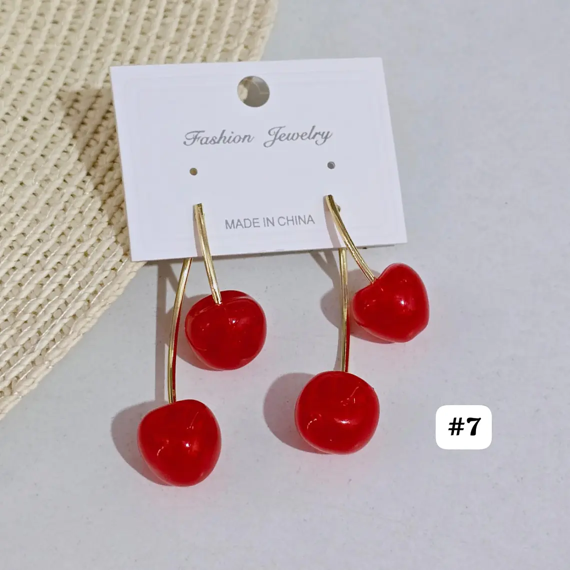ARETES LARGOS DE ORO LAMINADO DISEÑO CEREZAS 🍒 11