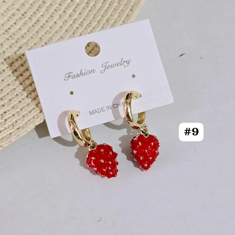ARETES LARGOS DE ORO LAMINADO DISEÑO CEREZAS 🍒 13