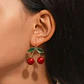 ARETES LARGOS DE ORO LAMINADO DISEÑO CEREZAS 🍒 - Miniatura 16