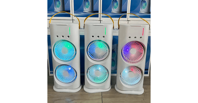 VENTILADOR PORTATIL DE ESCRITORIO CON HUMIDIFICADOR Y LUZ LED MOD# 8420 CAJA BLANCA