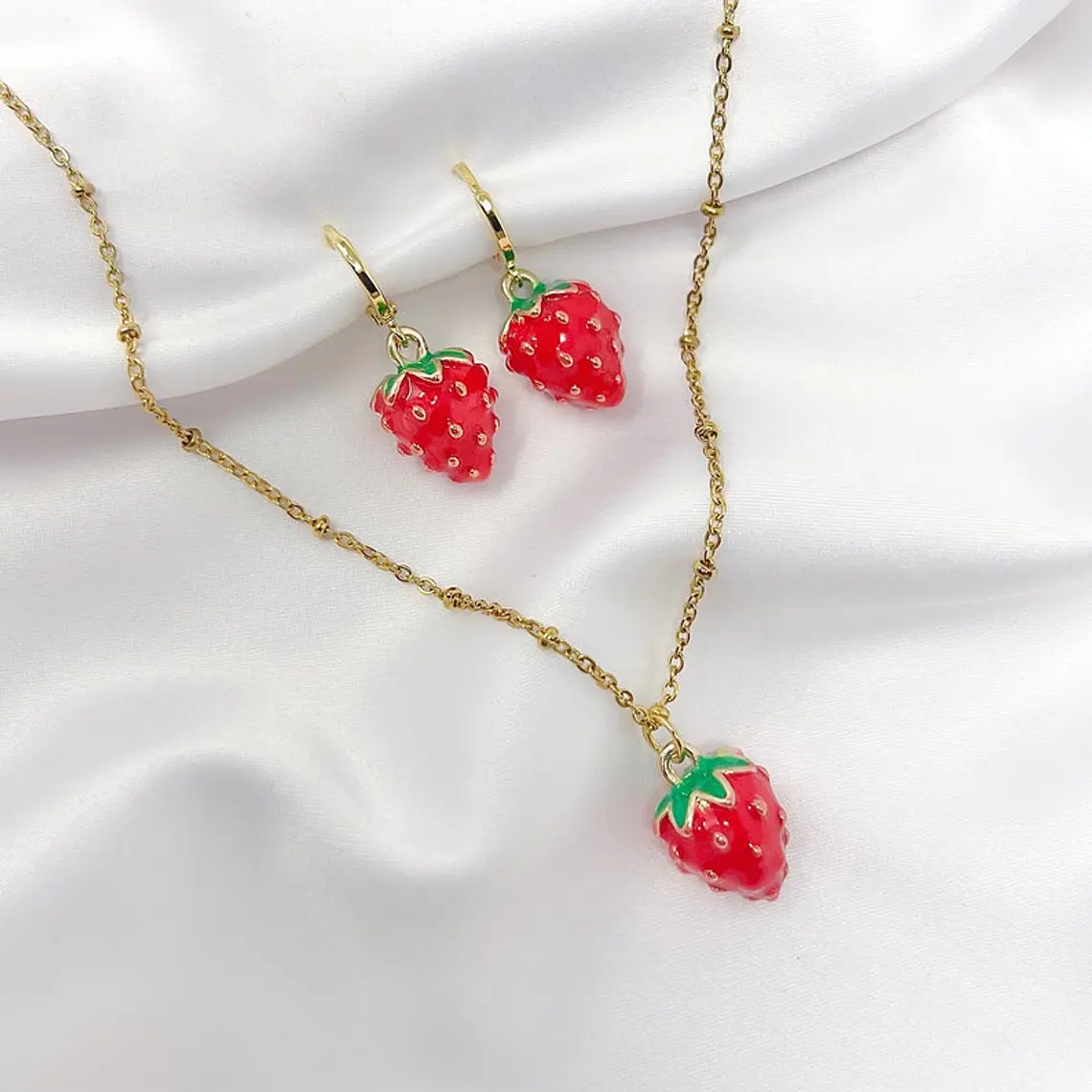 JUEGO DE CADENA CON ARETES🍓 3