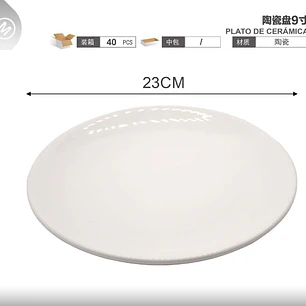 PLATO DE CERÁMICA  REDONDO PLANO 23CM MOD# 62356