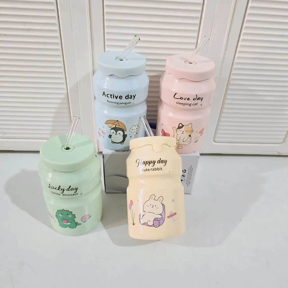 🥤VASO DE CERÁMICA CON TAPA ANIMALITOS KAWAII MOD# L2B-05🥤 2