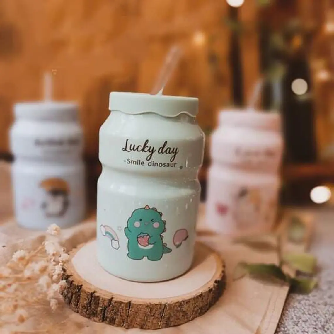 🥤VASO DE CERÁMICA CON TAPA ANIMALITOS KAWAII MOD# L2B-05🥤 5