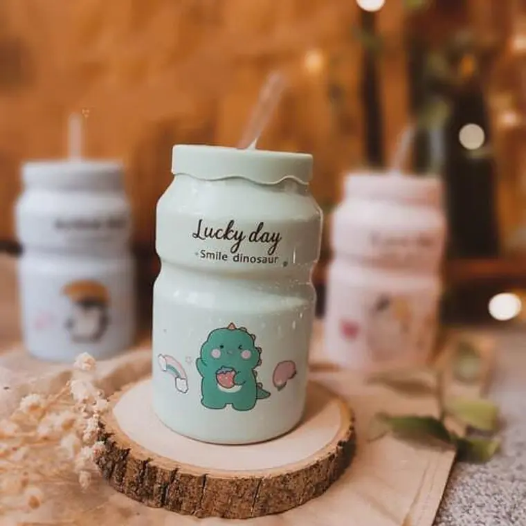 🥤VASO DE CERÁMICA CON TAPA ANIMALITOS KAWAII MOD# L2B-05🥤 5