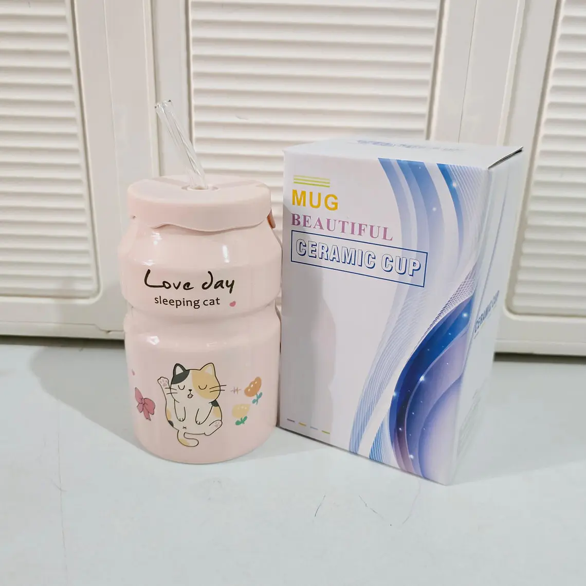 🥤VASO DE CERÁMICA CON TAPA ANIMALITOS KAWAII MOD# L2B-05🥤 7