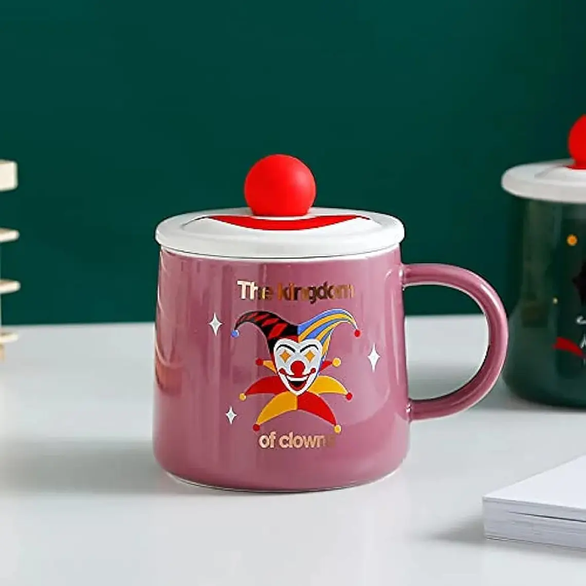 🤡TAZA DE CERAMICA CON TAPA DISEÑO PAYASO DE 400ML MOD# JX-T2002🤡 3