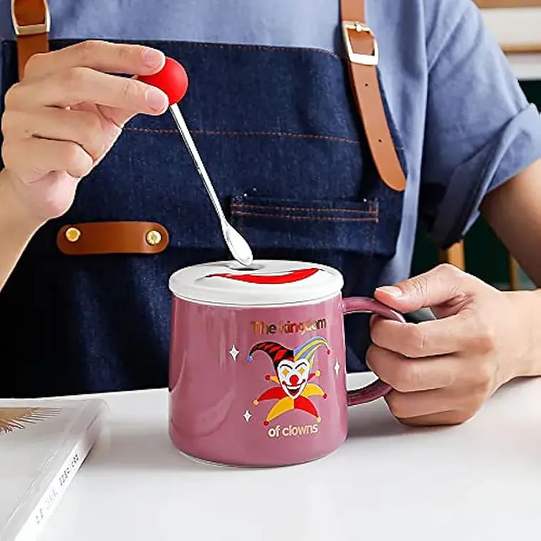 🤡TAZA DE CERAMICA CON TAPA DISEÑO PAYASO DE 400ML MOD# JX-T2002🤡 4