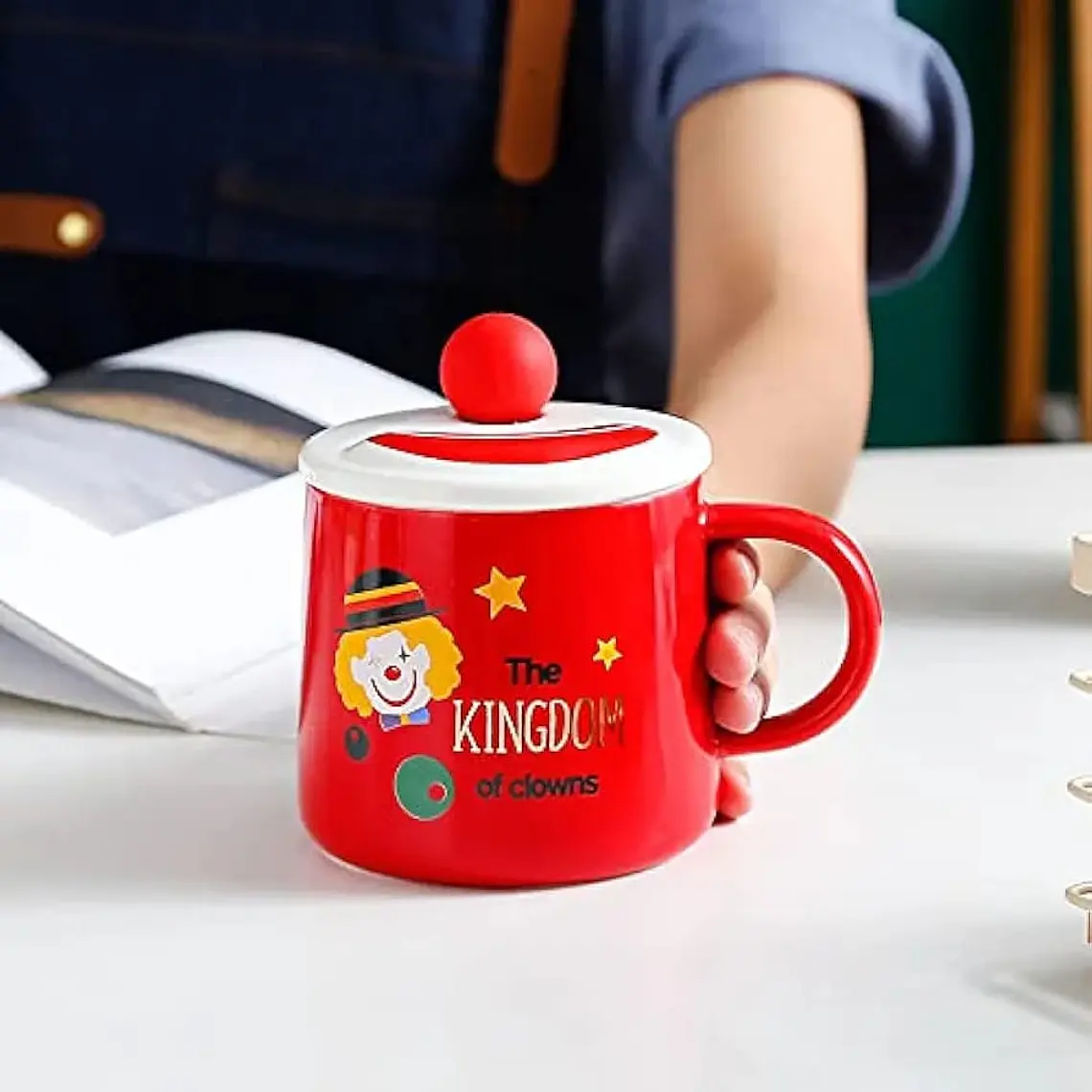 🤡TAZA DE CERAMICA CON TAPA DISEÑO PAYASO DE 400ML MOD# JX-T2002🤡 5