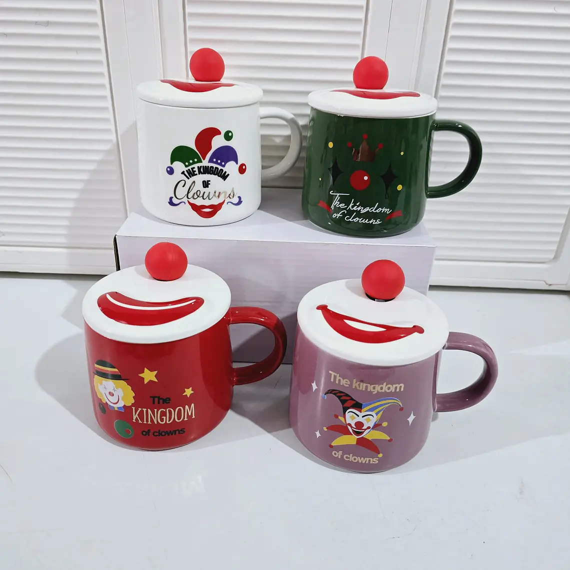 🤡TAZA DE CERAMICA CON TAPA DISEÑO PAYASO DE 400ML MOD# JX-T2002🤡 6