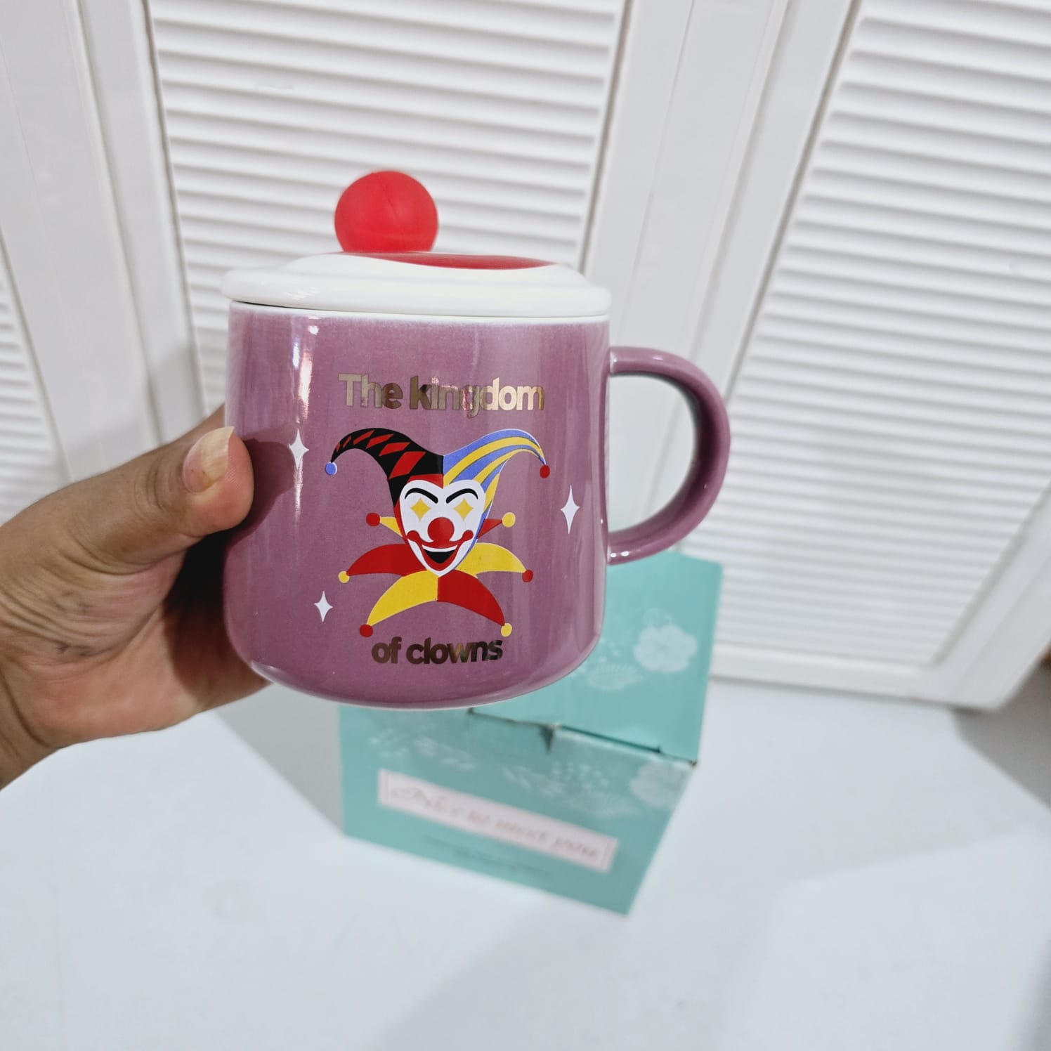 š¤”TAZA DE CERAMICA CON TAPA DISEĆO PAYASO DE 400ML MOD# JX-T2002š¤”