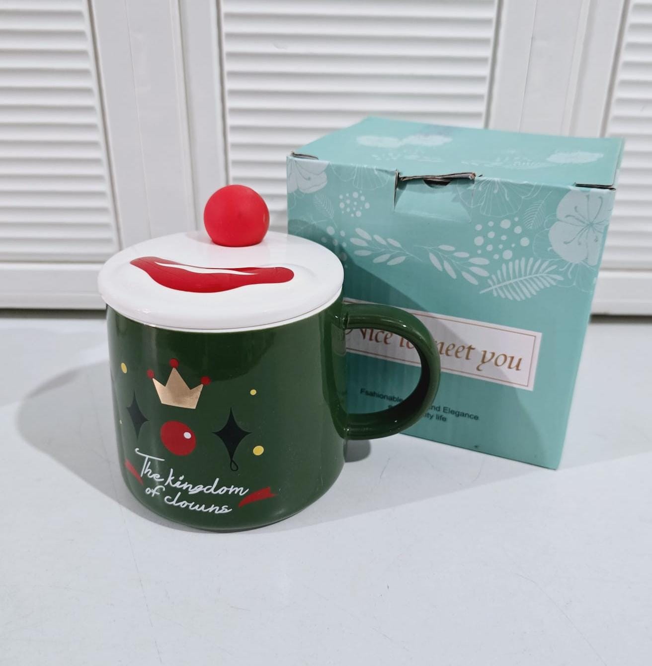 š¤”TAZA DE CERAMICA CON TAPA DISEĆO PAYASO DE 400ML MOD# JX-T2002š¤”