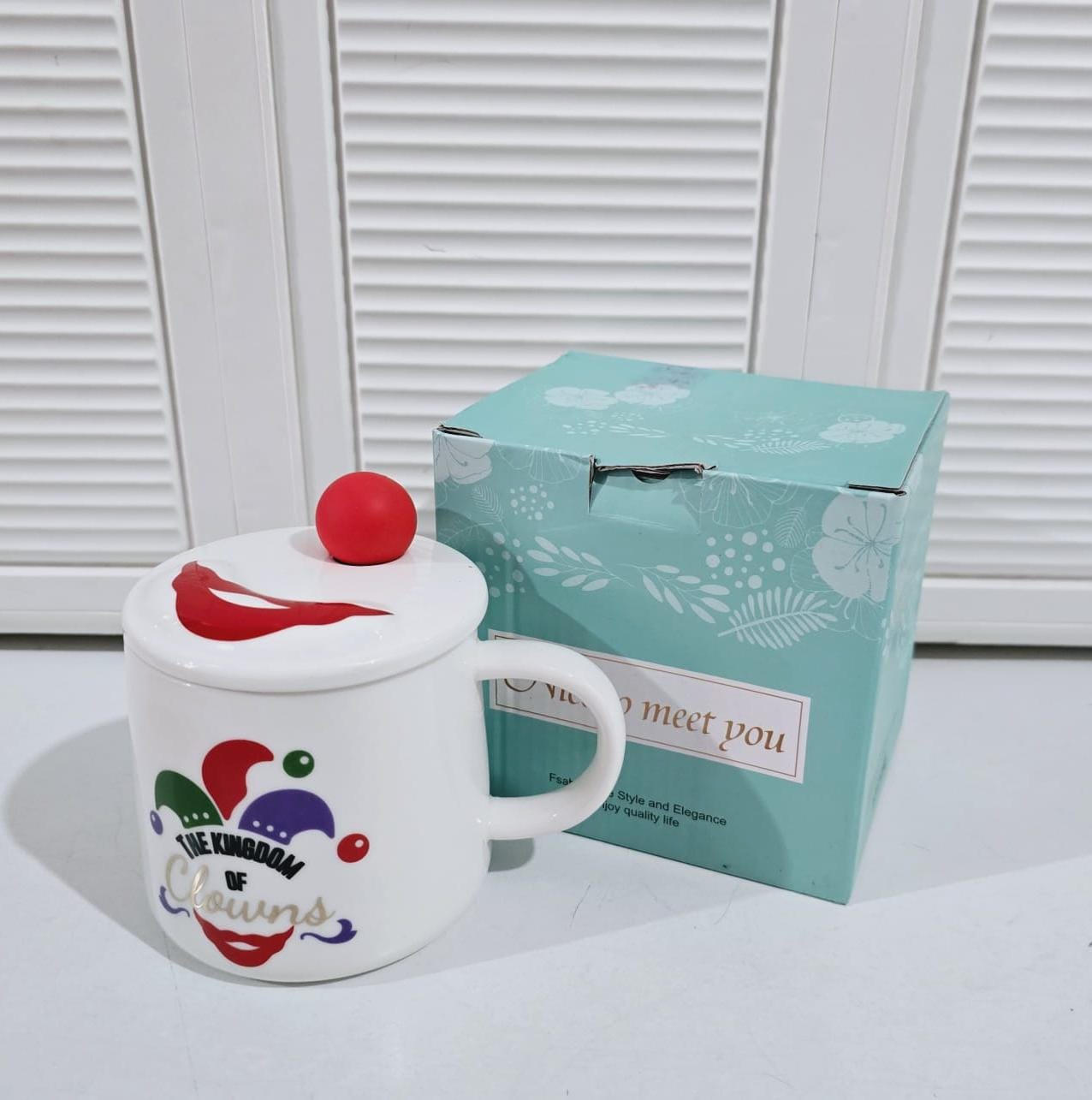 š¤”TAZA DE CERAMICA CON TAPA DISEĆO PAYASO DE 400ML MOD# JX-T2002š¤”