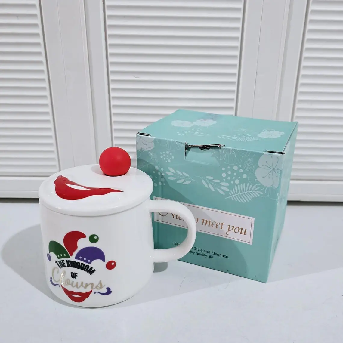 🤡TAZA DE CERAMICA CON TAPA DISEÑO PAYASO DE 400ML MOD# JX-T2002🤡 10