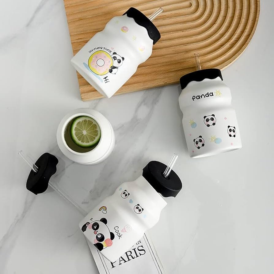 🐼BARRILITO DE CERÁMICA CON TAPA DISEÑO PANDITAS DE 450ML🐼 MOD# T2B-06