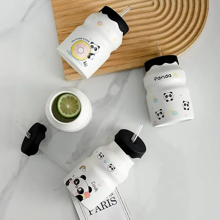 🐼BARRILITO DE CERÁMICA CON TAPA DISEÑO PANDITAS DE 450ML🐼 MOD# T2B-06 1
