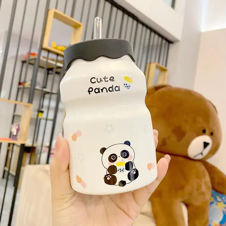 🐼BARRILITO DE CERÁMICA CON TAPA DISEÑO PANDITAS DE 450ML🐼 MOD# T2B-06 3