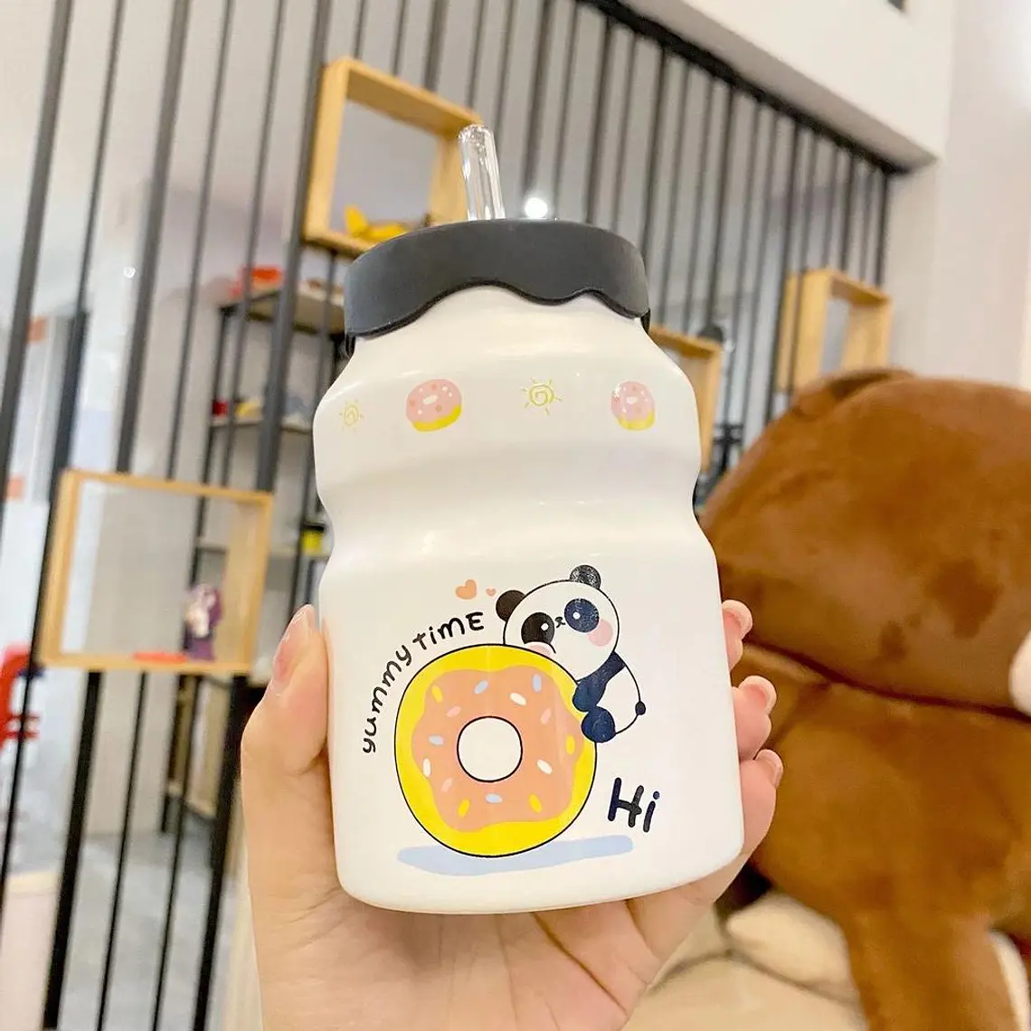 🐼BARRILITO DE CERÁMICA CON TAPA DISEÑO PANDITAS DE 450ML🐼 MOD# T2B-06 4
