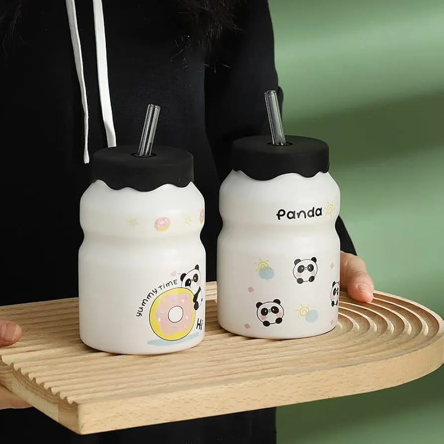 🐼BARRILITO DE CERÁMICA CON TAPA DISEÑO PANDITAS DE 450ML🐼 MOD# T2B-06