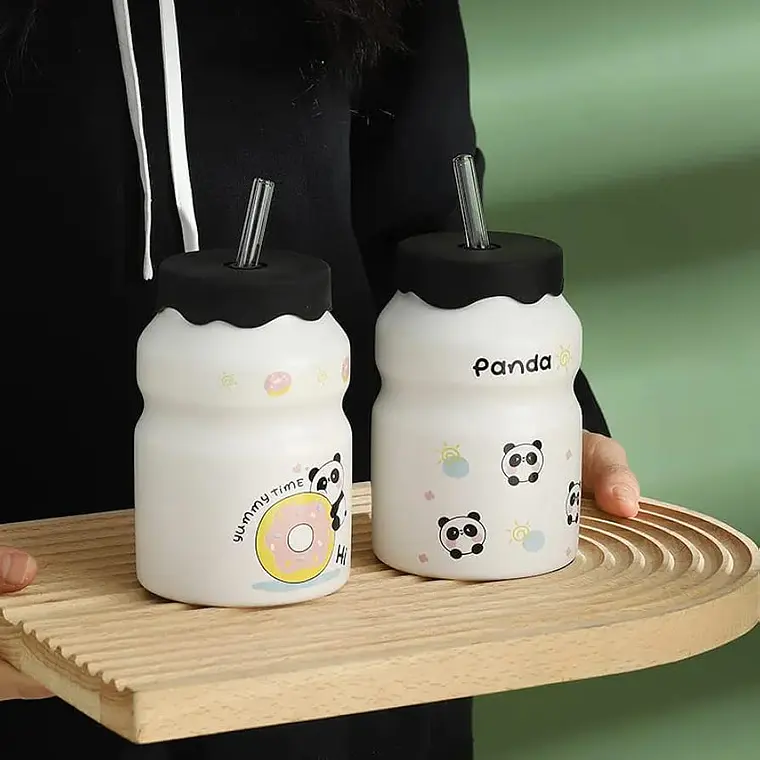 🐼BARRILITO DE CERÁMICA CON TAPA DISEÑO PANDITAS DE 450ML🐼 MOD# T2B-06 5