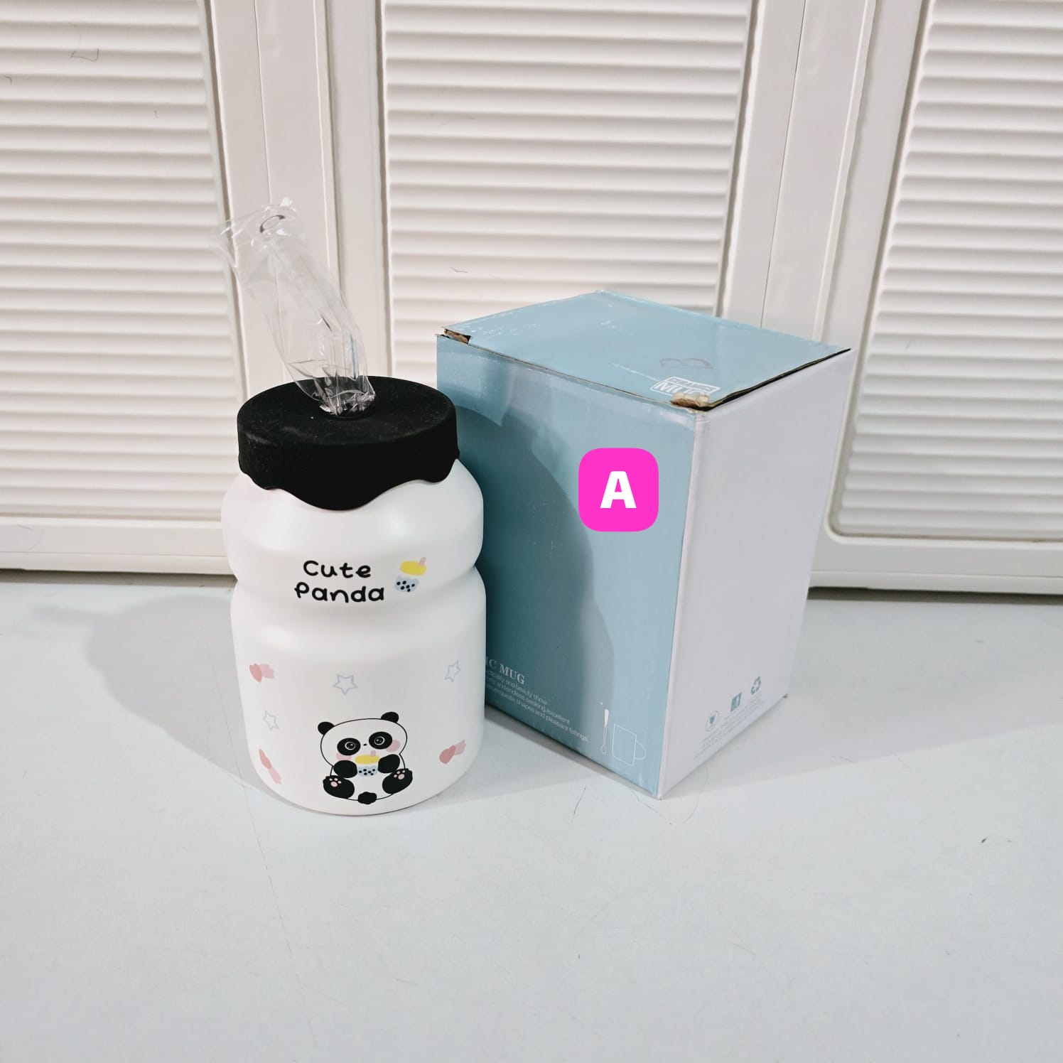 🐼BARRILITO DE CERÁMICA CON TAPA DISEÑO PANDITAS DE 450ML🐼 MOD# T2B-06