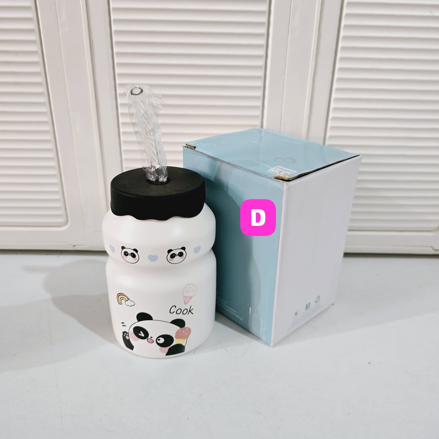 🐼BARRILITO DE CERÁMICA CON TAPA DISEÑO PANDITAS DE 450ML🐼 MOD# T2B-06