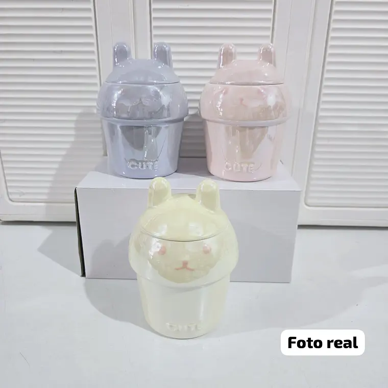 🐰AZUCARERA DE CERAMICA DISEÑO CONEJITO/CUTE DE 400ML MOD# T2-25🐰 2