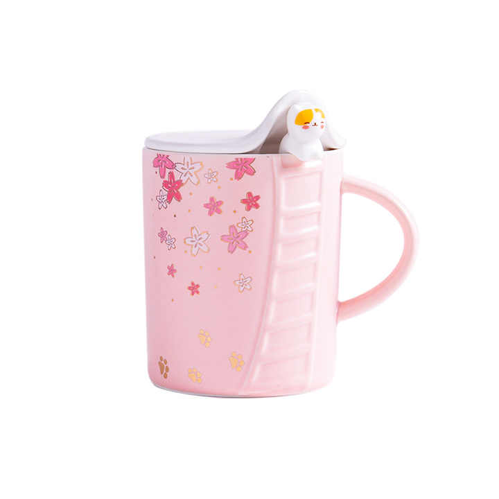 🐱🐾TAZA DE PORCELANA CON TAPA/DISEÑO HUELLITAS DE 400ML🐾🐱MOD# T2-12