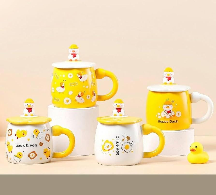 TAZA DE CERAMICA CON TAPA/ FASHION DUCK DE 400ML MOD# T2-13