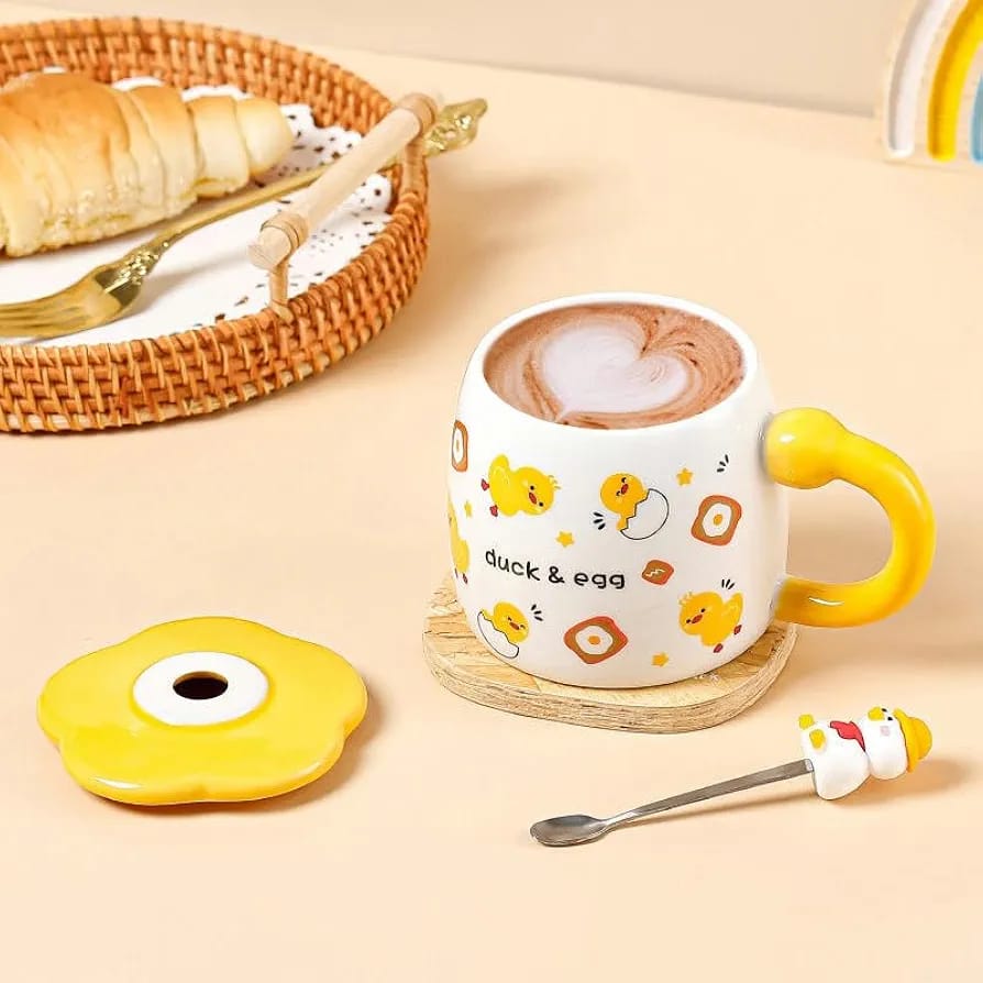 TAZA DE CERAMICA CON TAPA/ FASHION DUCK DE 400ML MOD# T2-13