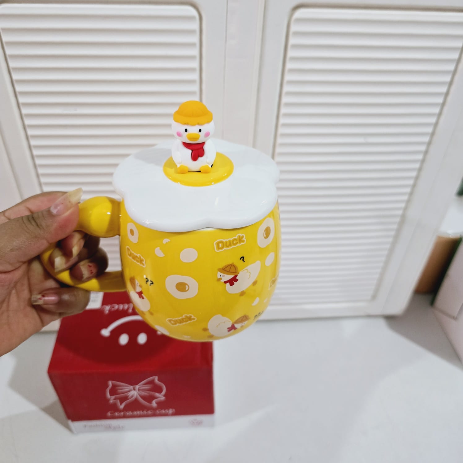 TAZA DE CERAMICA CON TAPA/ FASHION DUCK DE 400ML MOD# T2-13