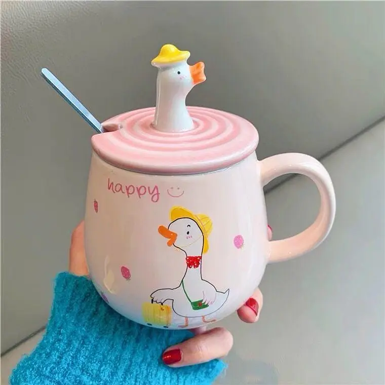 TAZA DE CERAMICA 400ML CON TAPA/DISEÑO PATITO  MOD# TZB-07 4