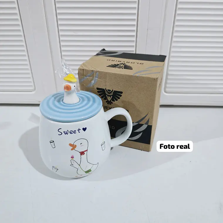 TAZA DE CERAMICA 400ML CON TAPA/DISEÑO PATITO  MOD# TZB-07 10